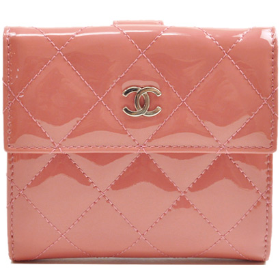 Fake Chanel Patent Leather Short Bi-Fold Wallets A48980 Rose Online